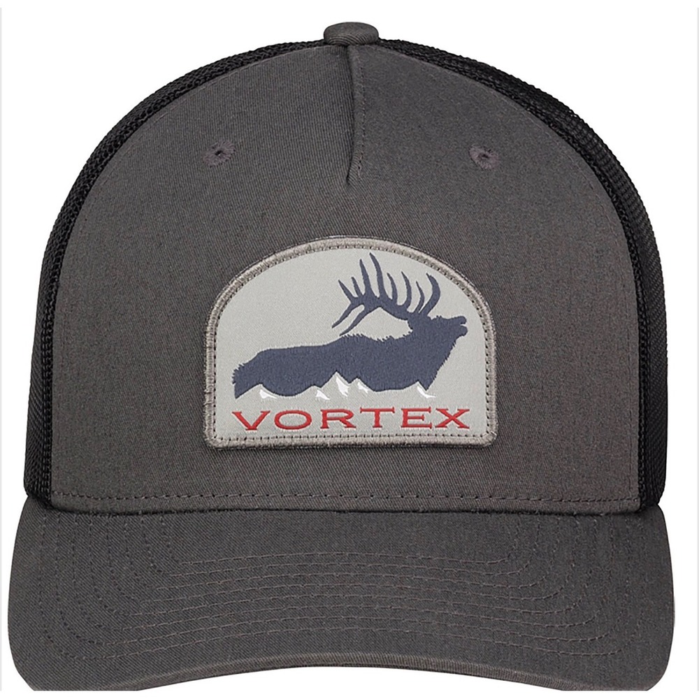 Vortex Optics Mens Elk Patch Cap Trucker Hat Gray Black Snapback Hunting scope